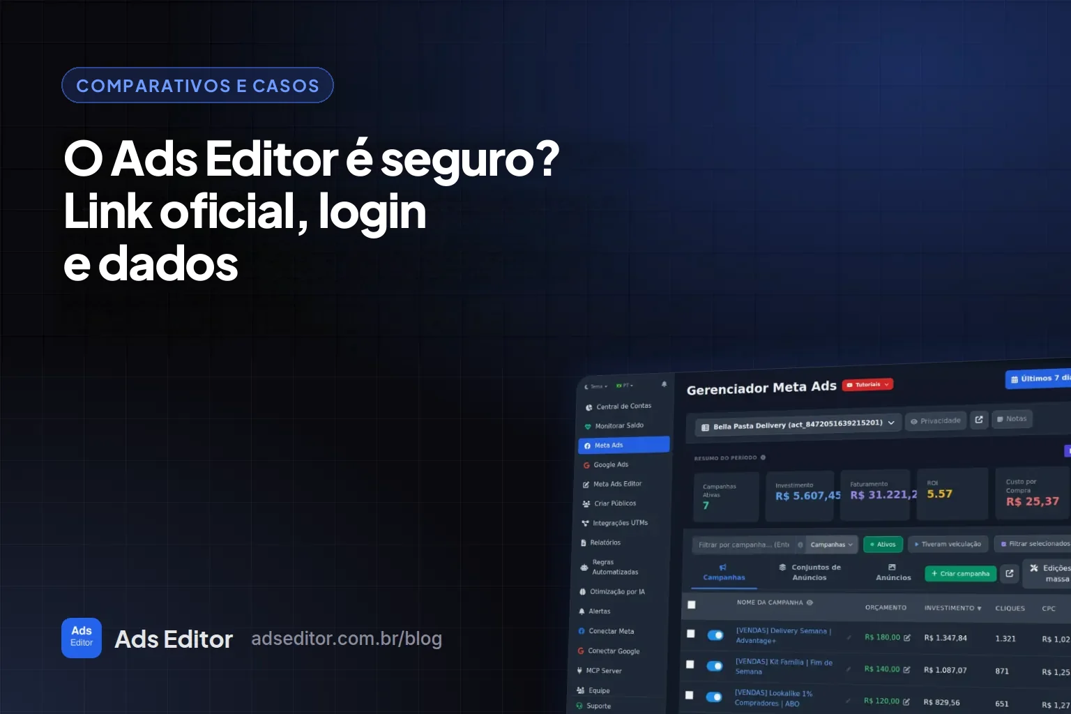 Ads Editor é seguro: domínios oficiais, login com Facebook e proteção de dados
