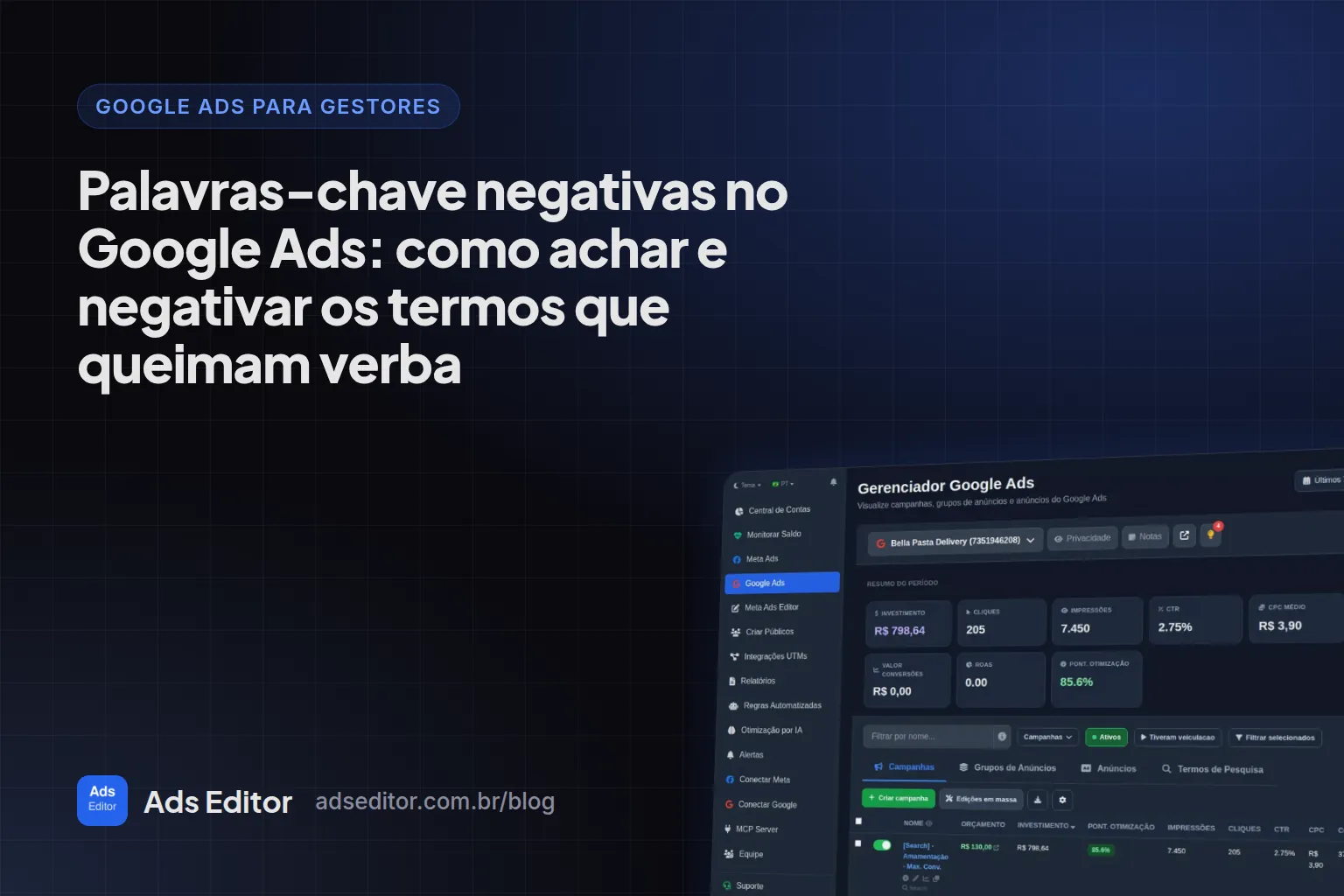 Palavras-chave negativas no Google Ads a partir dos termos de pesquisa
