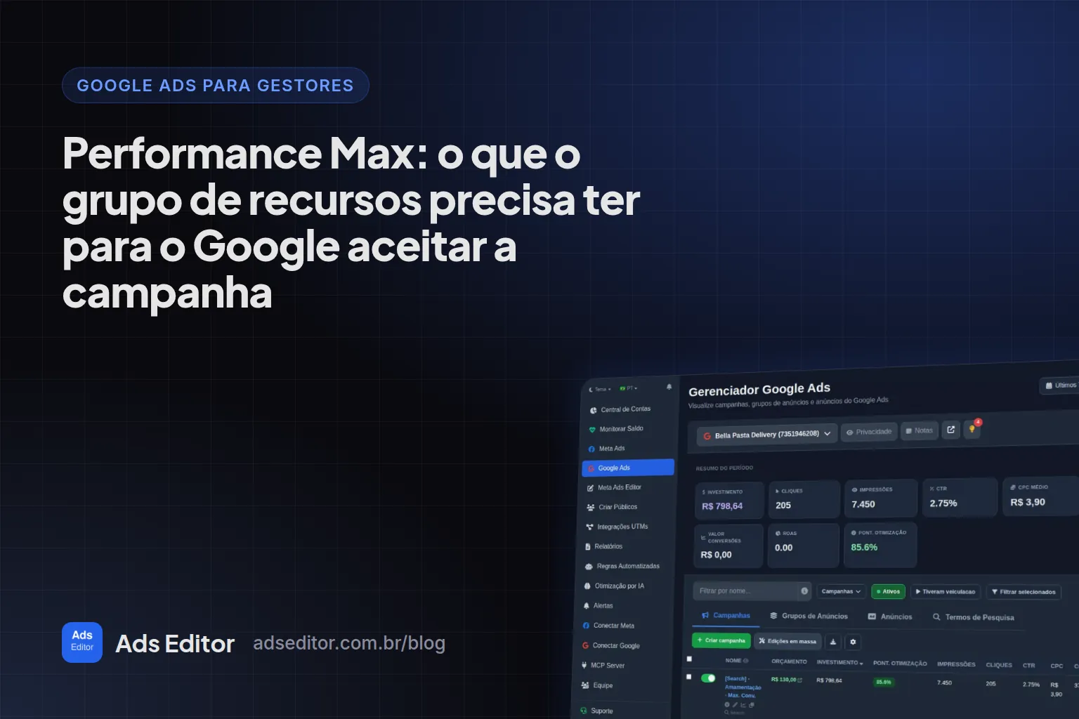 Performance Max: requisitos do grupo de recursos no Google Ads