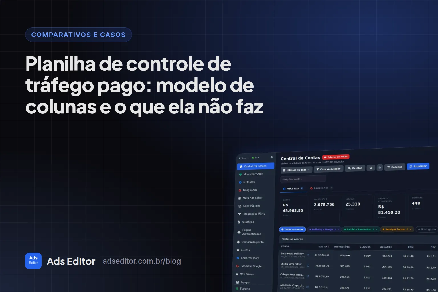 Planilha ou ferramenta de gestão de tráfego para agência