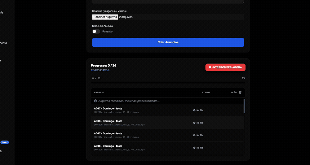 Screenshot do Editor de Publicação em Massa