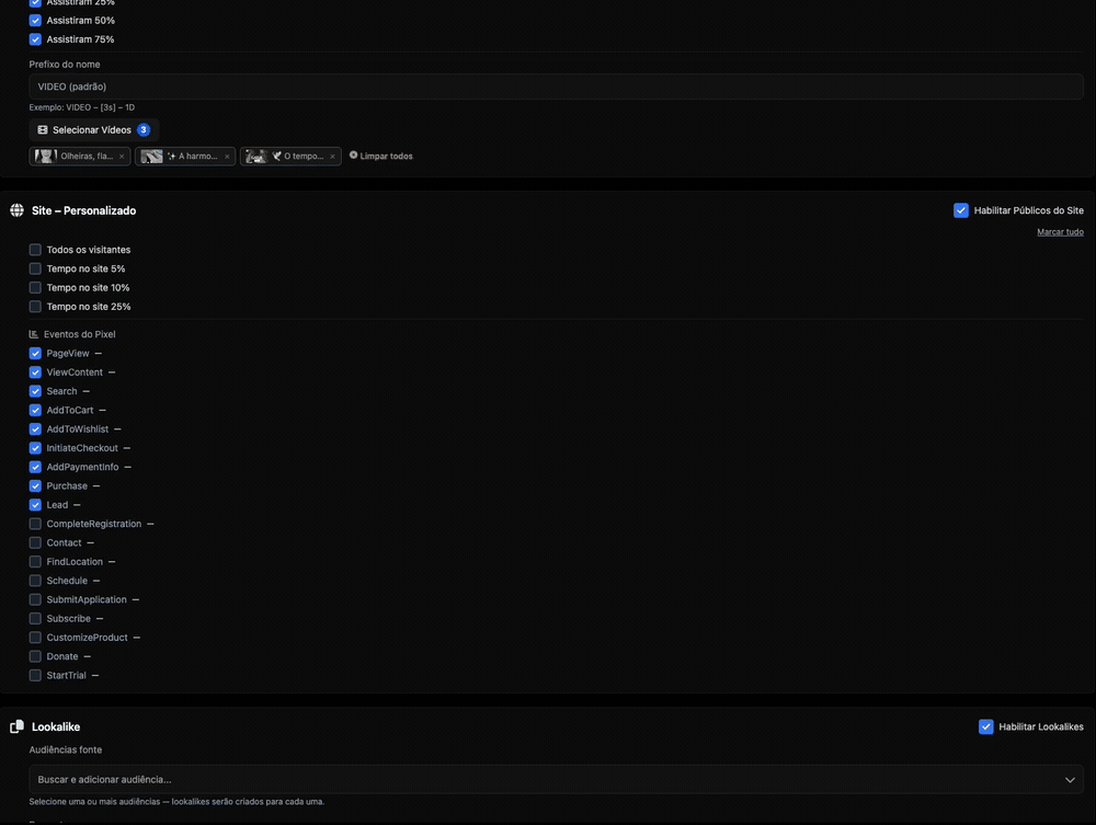 Screenshot de Criar Públicos em Massa